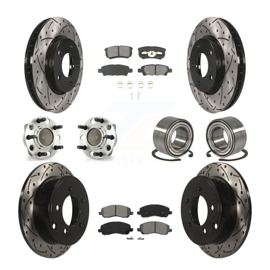 Hub Bearing Coated Disc Brake Rotor Pads Front Rear Kit (10Pc) For Dodge Caliber