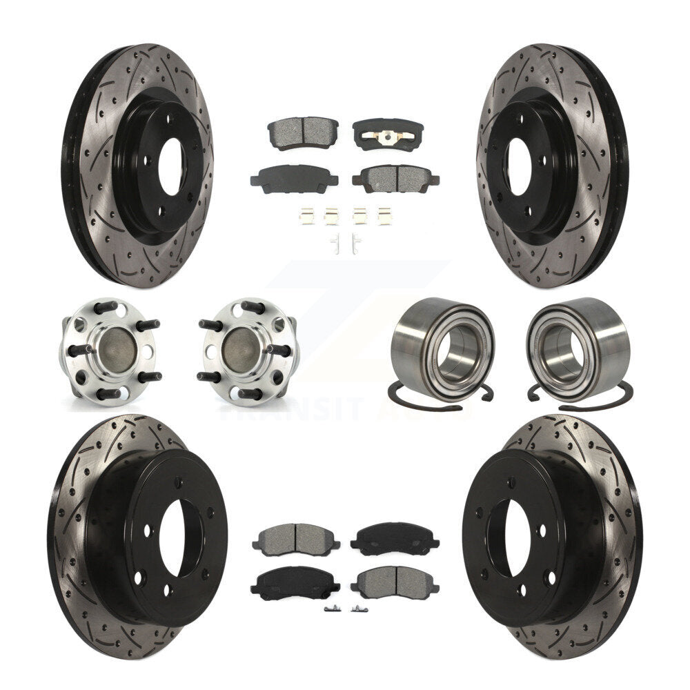 Hub Bearing Coated Disc Brake Rotor Pads Front Rear Kit (10Pc) For Dodge Caliber