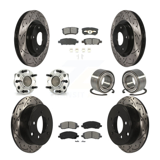 Hub Bearing Coated Disc Brake Rotor Pads Front Rear Kit (10Pc) For Dodge Caliber