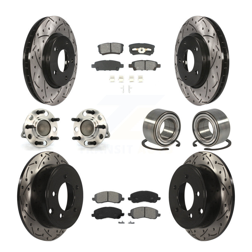 Hub Bearing Coated Disc Brake Rotor Pads Front Rear Kit (10Pc) For Dodge Caliber
