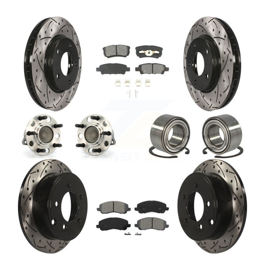Hub Bearing Coated Disc Brake Rotor Pads Front Rear Kit (10Pc) For Dodge Caliber
