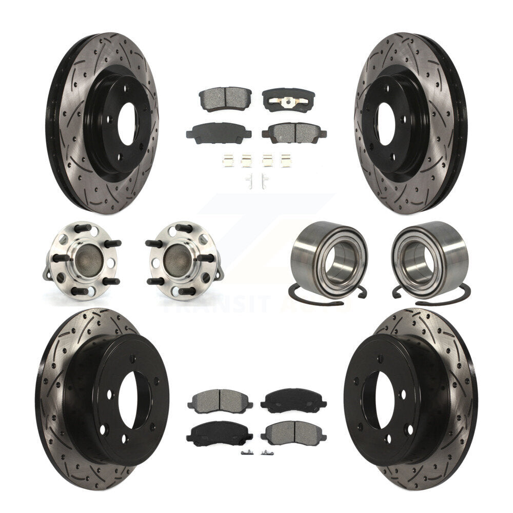 Hub Bearing Coat Brake Rotor Pads Front Rear Kit (10Pc) For Jeep Patriot Compass