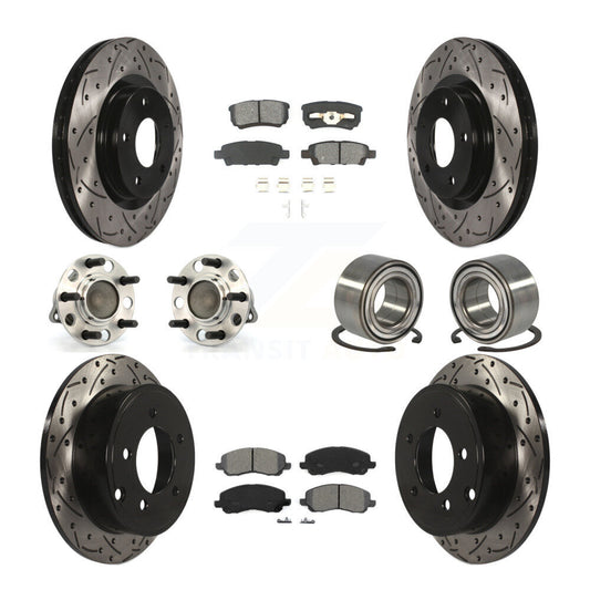 Hub Bearing Coat Brake Rotor Pads Front Rear Kit (10Pc) For Jeep Patriot Compass