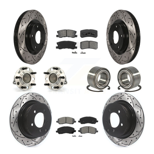 Hub Bearing Coat Brake Rotor Pads Front Rear Kit (10Pc) For Jeep Patriot Compass