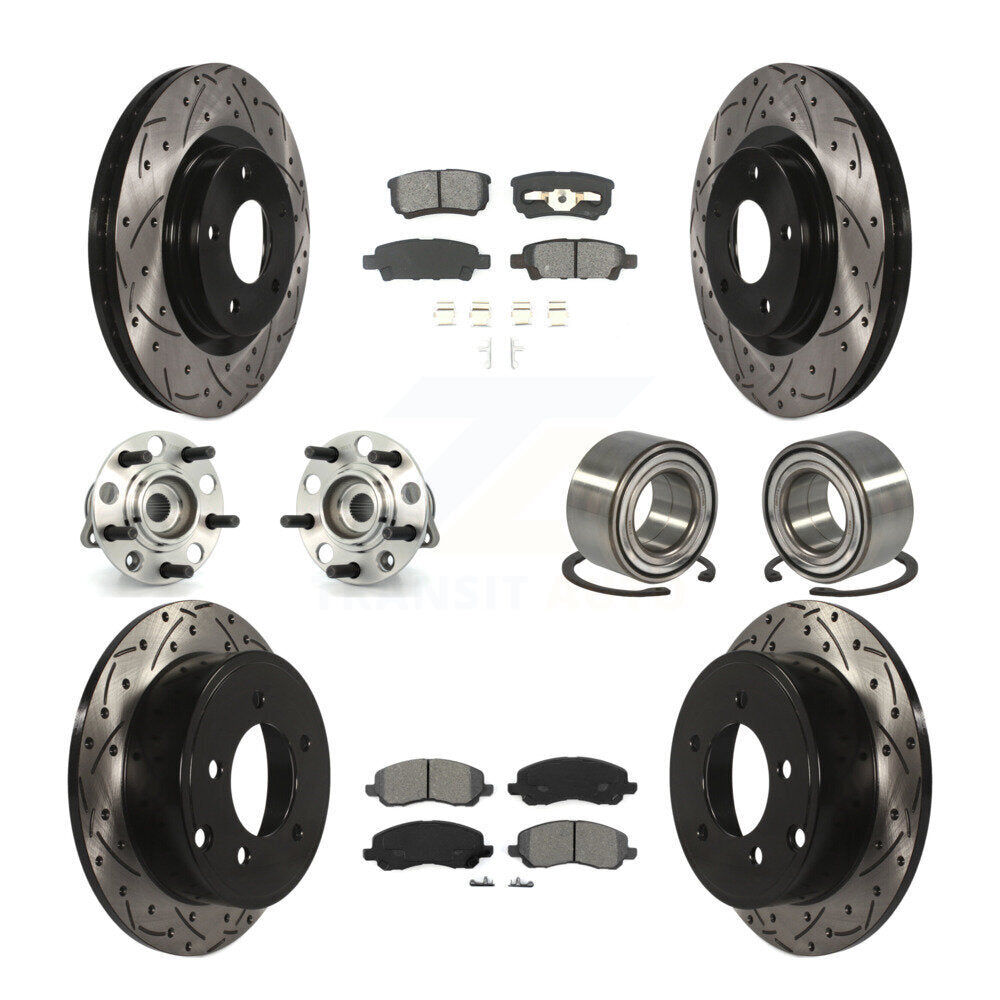 Hub Bearing Coat Brake Rotor Pads Front Rear Kit (10Pc) For Jeep Patriot Compass