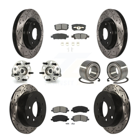 Hub Bearing Coat Brake Rotor Pads Front Rear Kit (10Pc) For Jeep Patriot Compass