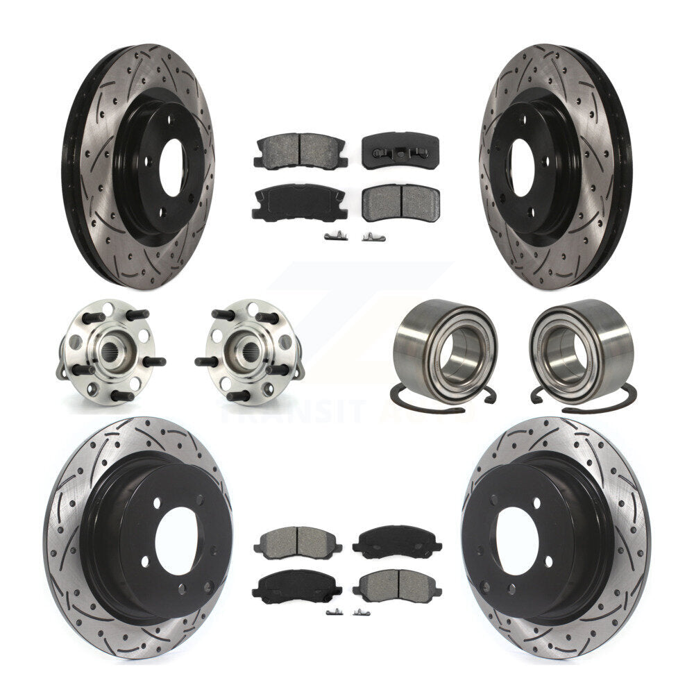 Hub Bearing Coat Brake Rotor Pads Front Rear Kit (10Pc) For Jeep Patriot Compass