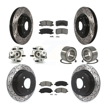 Hub Bearing Coat Brake Rotor Pads Front Rear Kit (10Pc) For Jeep Patriot Compass