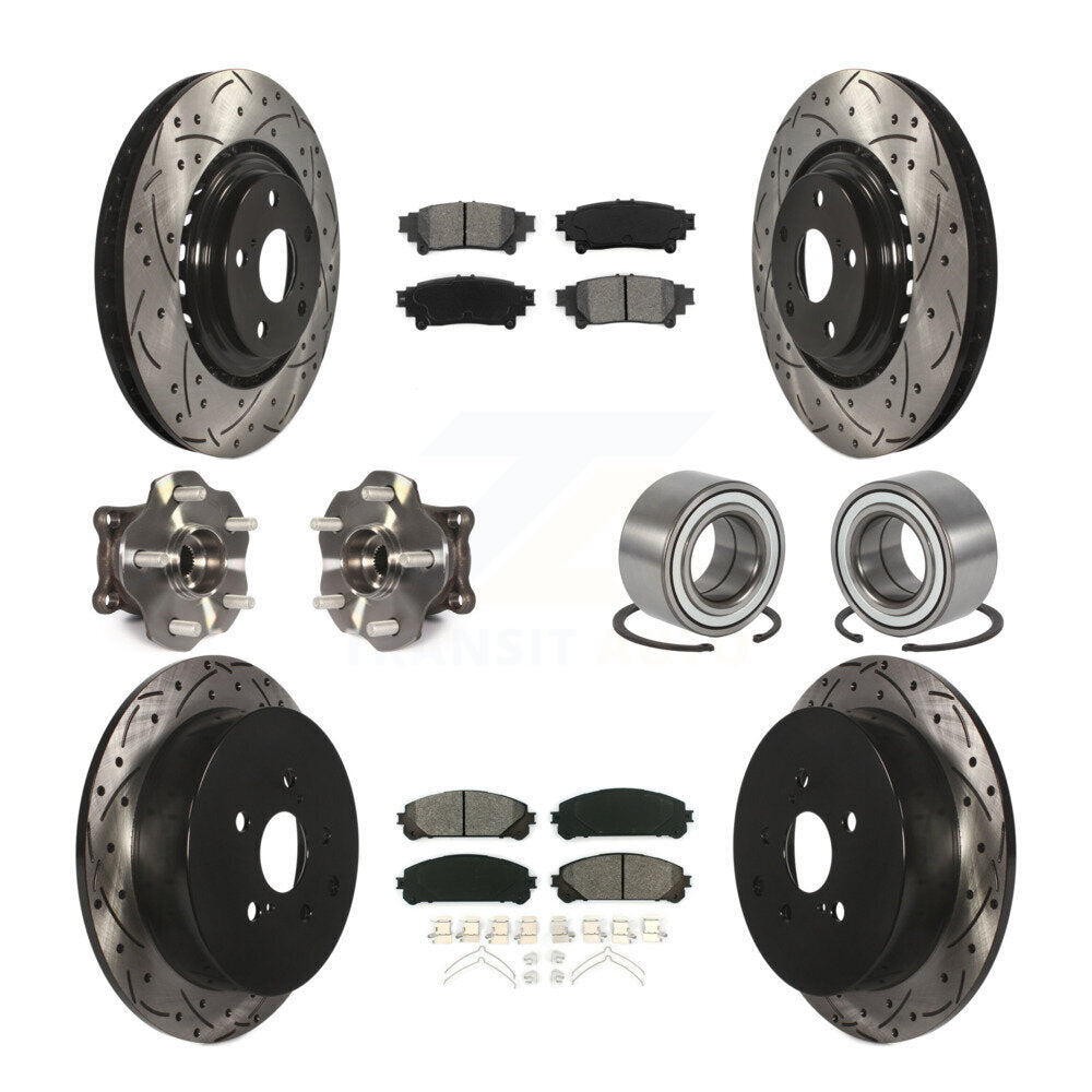 Hub Bearing Coated Brake Rotor & Pad Front Rear Kit (10Pc) For Toyota Highlander