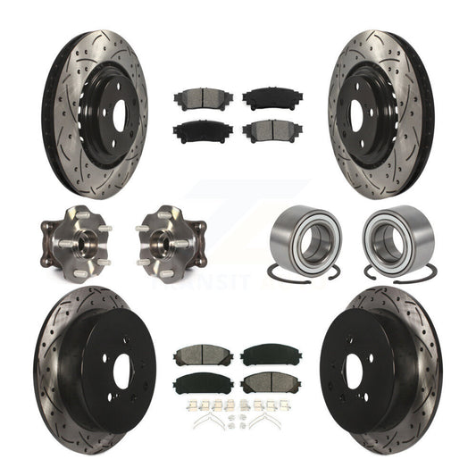 Hub Bearing Coated Brake Rotor & Pad Front Rear Kit (10Pc) For Toyota Highlander