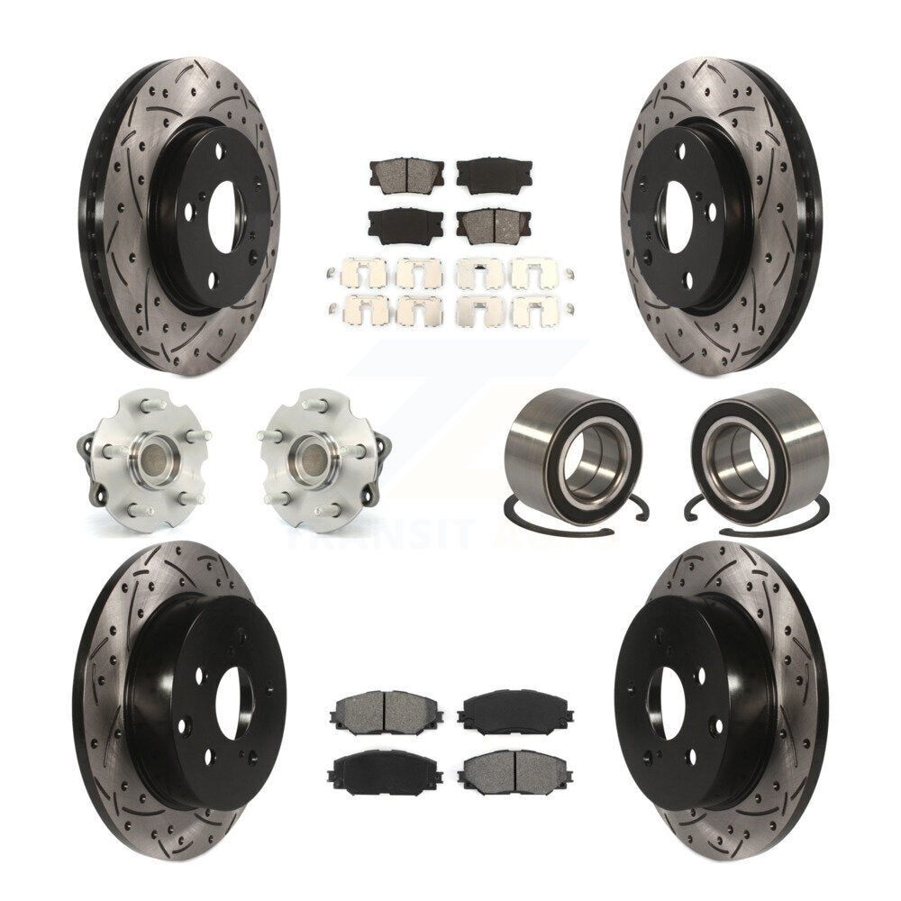 Hub Bearing Coated Brake Rotor & Pad Front Rear Kit (10Pc) For 2010 Lexus HS250h
