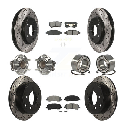 Hub Bearing Coated Brake Rotor & Pad Front Rear Kit (10Pc) For Mitsubishi Lancer