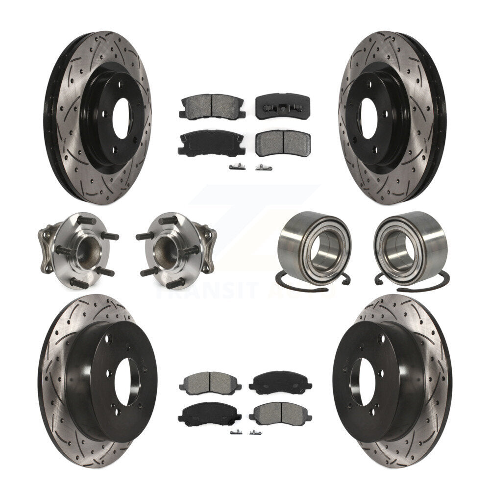 Hub Bearing Coat Brake Rotor Pads Front Rear Kit (10Pc) For Mitsubishi Outlander