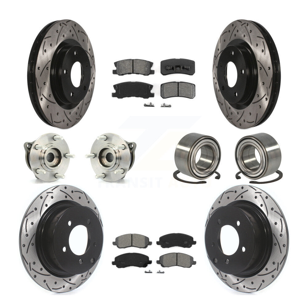 Hub Bearing Coat Brake Rotor Pads Front Rear Kit (10Pc) For Mitsubishi Outlander