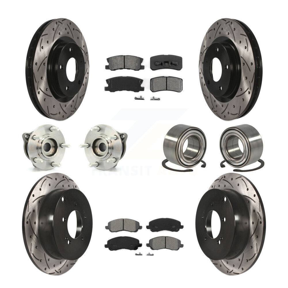 Hub Bearing Coat Brake Rotor Pads Front Rear Kit (10Pc) For Mitsubishi Outlander