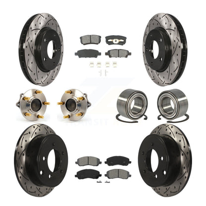 Hub Bearing Coated Brake Rotor & Pad Front Rear Kit (10Pc) For Mitsubishi Lancer