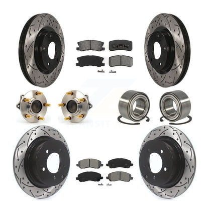 Hub Bearing Coated Brake Rotor & Pad Front Rear Kit (10Pc) For Mitsubishi Lancer