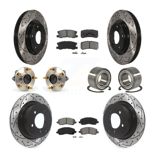 Hub Bearing Coated Brake Rotor & Pad Front Rear Kit (10Pc) For Mitsubishi Lancer