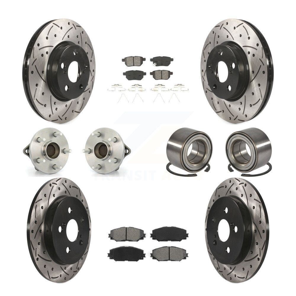 Hub Bearing Coat Brake Rotor Pad Front Rear Kit (10Pc) For Toyota Corolla Matrix