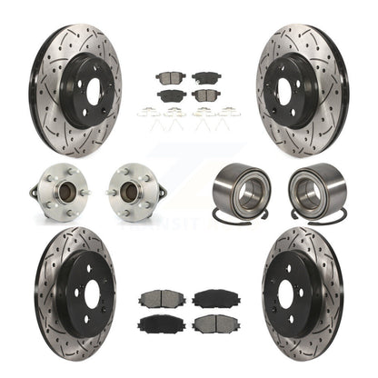 Hub Bearing Coat Brake Rotor Pad Front Rear Kit (10Pc) For Toyota Corolla Matrix