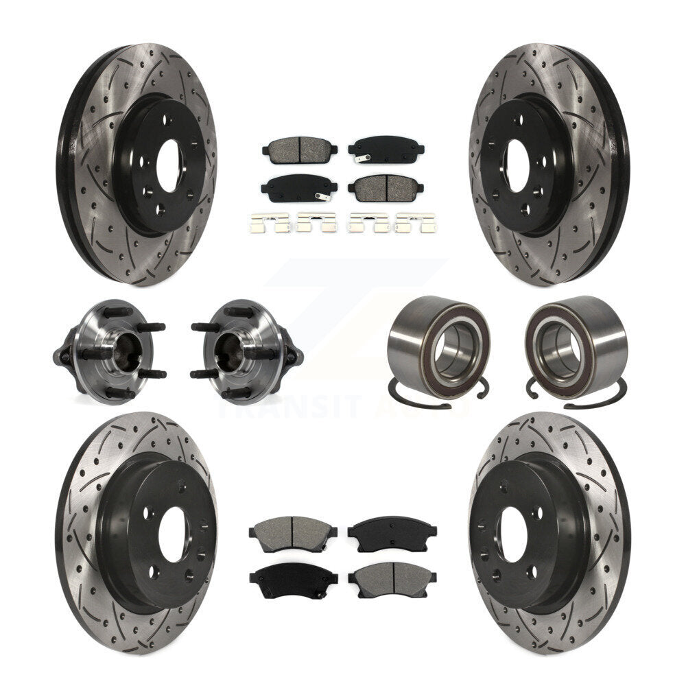 Hub Bearing Coated Brake Rotor And Pad Front Rear Kit (10Pc) For Chevrolet Sonic