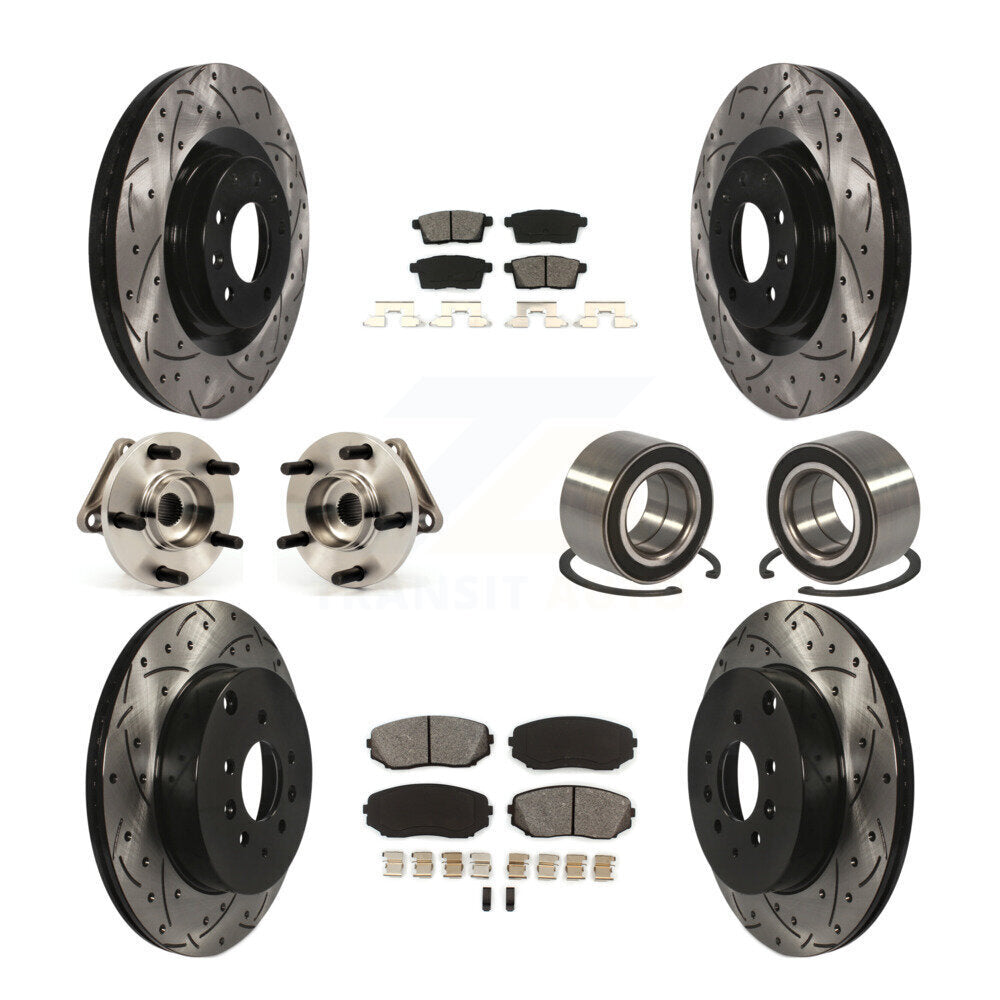 Hub Bearing Coat Brake Rotor Pads Front Rear Kit (10Pc) For 07-15 Mazda CX-9 AWD