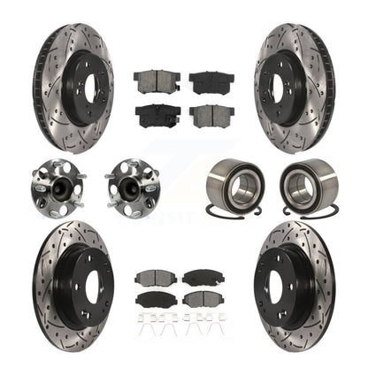 Hub Bearing Coated Disc Brake Rotor & Pads Front Rear Kit (10Pc) For Honda Civic
