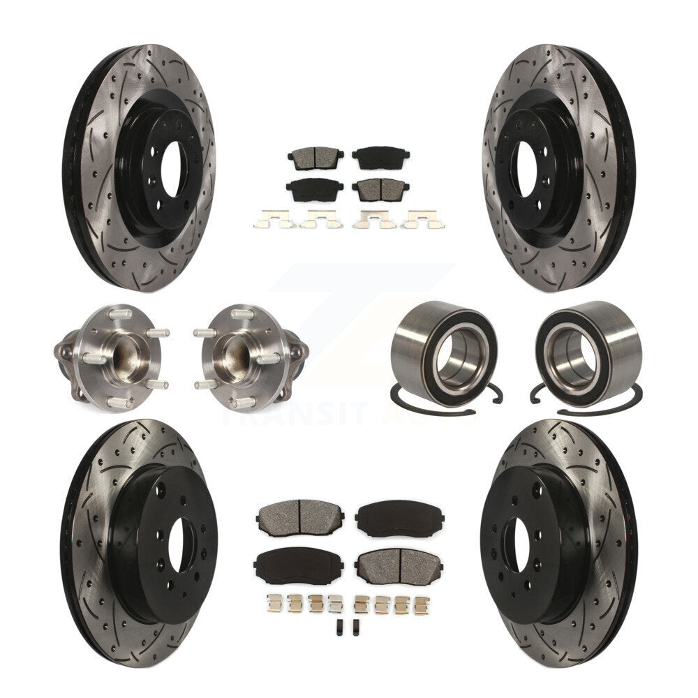 Hub Bearing Coat Brake Rotor Pads Front Rear Kit (10Pc) For 07-15 Mazda CX-9 FWD