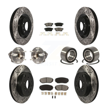 Hub Bearing Coat Brake Rotor Pads Front Rear Kit (10Pc) For 07-15 Mazda CX-9 FWD