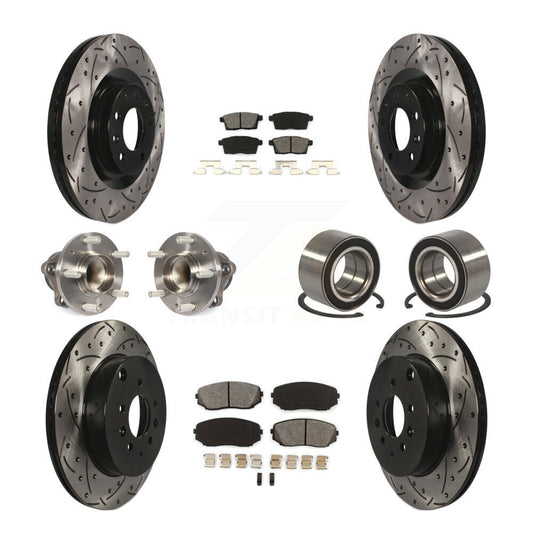 Hub Bearing Coat Brake Rotor Pads Front Rear Kit (10Pc) For 07-15 Mazda CX-9 FWD