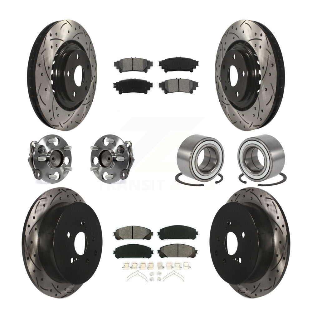 Hub Bearing Coated Brake Rotor & Pad Front Rear Kit (10Pc) For Toyota Sienna FWD