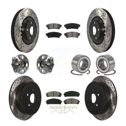 Hub Bearing Coated Brake Rotor & Pad Front Rear Kit (10Pc) For Toyota Sienna FWD