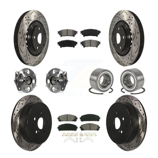 Hub Bearing Coated Brake Rotor & Pad Front Rear Kit (10Pc) For Toyota Sienna FWD