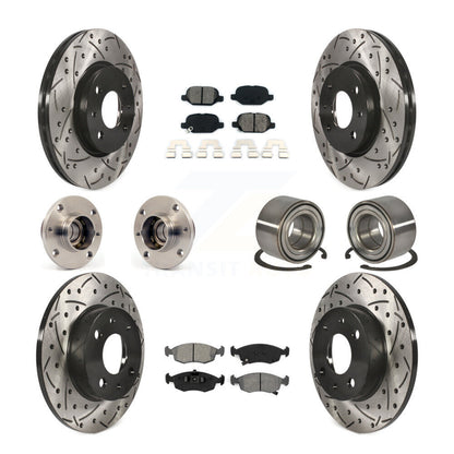 Hub Bearing Coated Disc Brake Rotors And Pads Front Rear Kit (10Pc) For Fiat 500