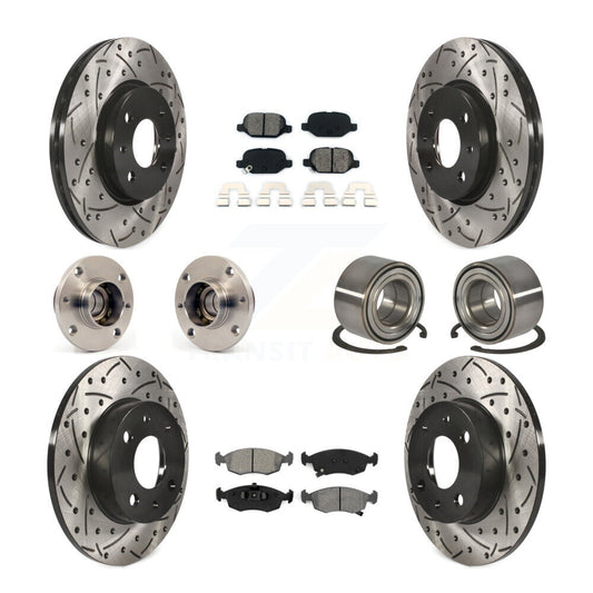 Hub Bearing Coated Disc Brake Rotors And Pads Front Rear Kit (10Pc) For Fiat 500