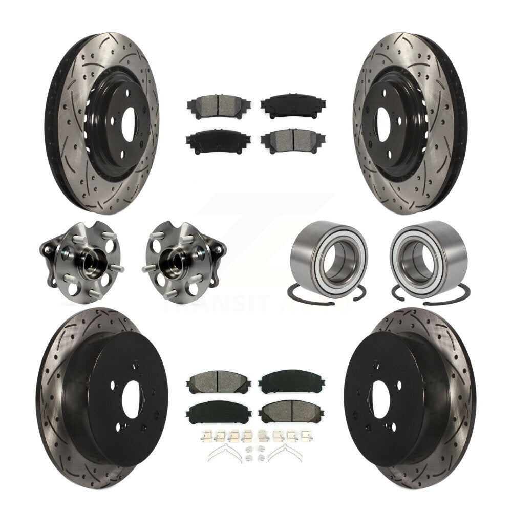 Hub Bearing Coated Brake Rotor & Pad Front Rear Kit (10Pc) For Toyota Sienna AWD