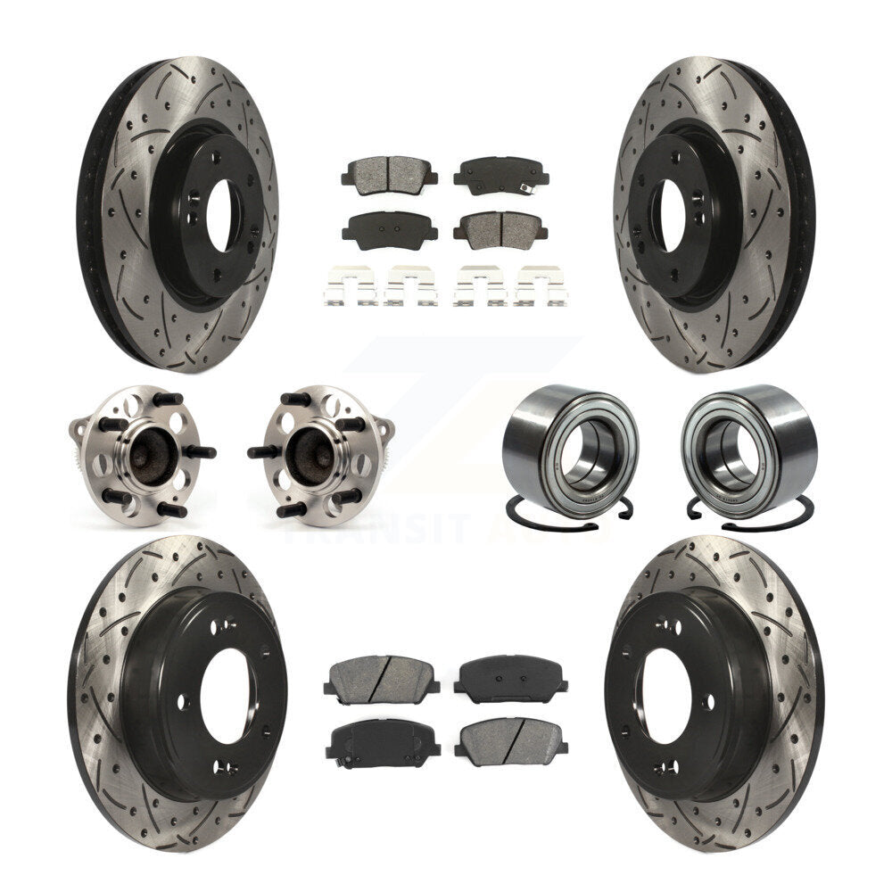 Hub Bearing Coated Brake Rotor & Pads Front Rear Kit (10Pc) For Hyundai Veloster