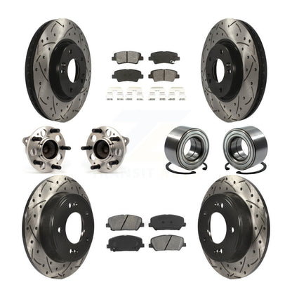Hub Bearing Coated Brake Rotor & Pads Front Rear Kit (10Pc) For Hyundai Veloster