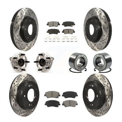 Hub Bearing Coated Brake Rotor Pads Front Rear Kit (10Pc) For Hyundai Elantra GT