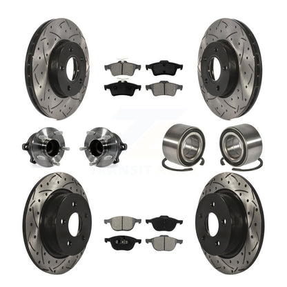 Hub Bearing Coated Disc Brake Rotor And Pad Front Rear Kit (10Pc) For Ford C-Max