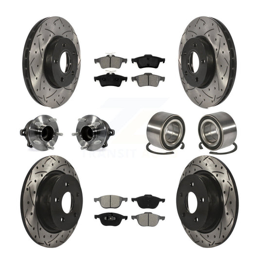 Hub Bearing Coated Disc Brake Rotor And Pad Front Rear Kit (10Pc) For Ford C-Max