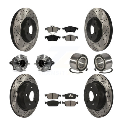 Hub Bearing Coated Disc Brake Rotor & Pads Front Rear Kit (10Pc) For Ford Escape