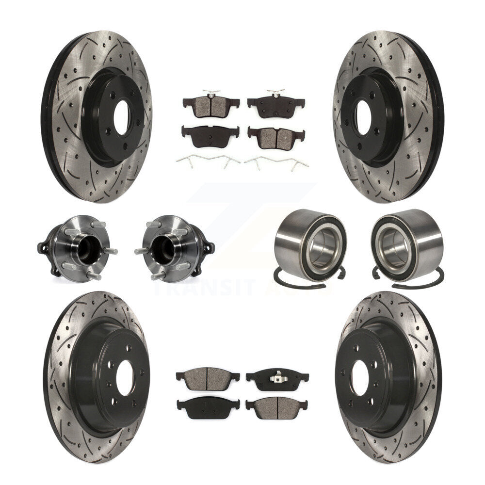 Hub Bearing Coated Brake Rotor Pad Front Rear Kit (10Pc) For Ford Escape Lincoln