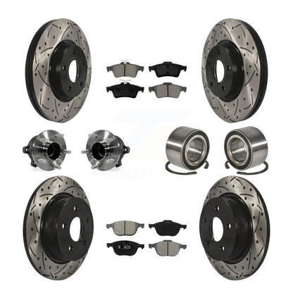 Hub Bearing Coated Brake Rotor & Pad Front Rear Kit (10Pc) For Ford Escape C-Max