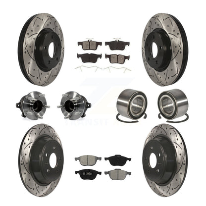 Hub Bearing Coated Disc Brake Rotor & Pads Front Rear Kit (10Pc) For Ford Escape