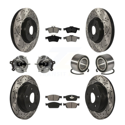 Hub Bearing Coated Disc Brake Rotor & Pads Front Rear Kit (10Pc) For Ford Escape