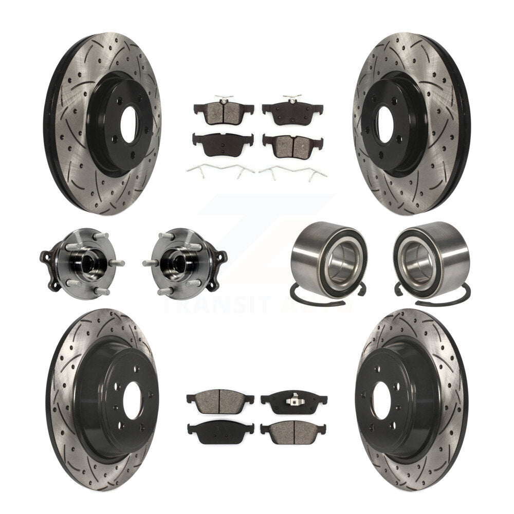 Hub Bearing Coated Brake Rotor Pad Front Rear Kit (10Pc) For Ford Escape Lincoln
