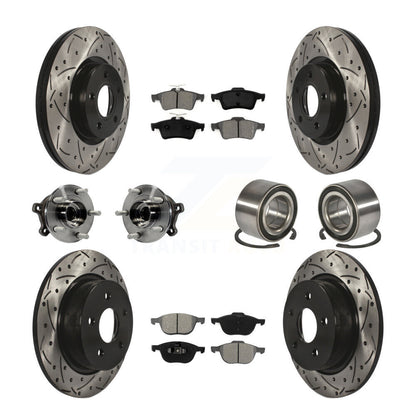 Hub Bearing Coated Disc Brake Rotor & Pads Front Rear Kit (10Pc) For Ford Escape