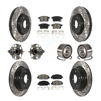 Hub Bearing Coated Disc Brake Rotor & Pad Front Rear Kit (10Pc) For Honda Accord