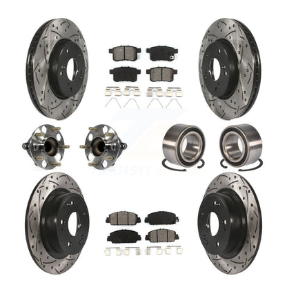 Hub Bearing Coated Disc Brake Rotor & Pad Front Rear Kit (10Pc) For Honda Accord